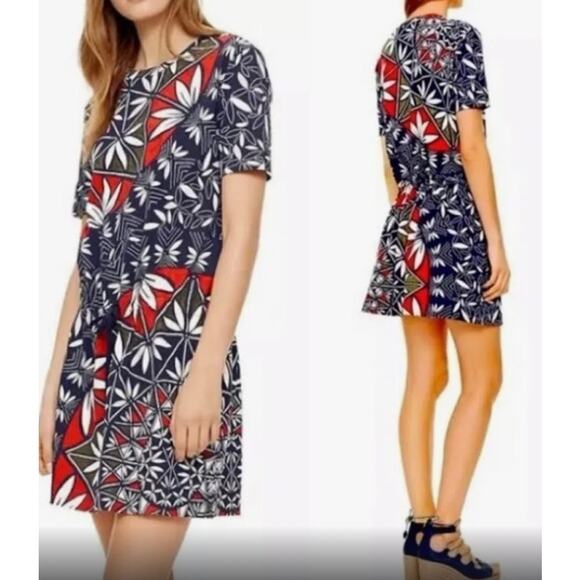 Tory Burch Acoma Pottery Dress Womens XS Pima Cotton T Shirt Mini Drawstring - Picture 1 of 16